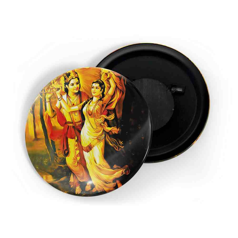 dhcrafts Fridge Magnet Multicolor Radha Krishna D6 Glossy Finish Design Pack of 1 (58mm)